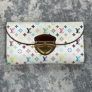 Louis Vuitton White Multicolor Eugenie Long Pushlock Wallet Takashi Murakami
